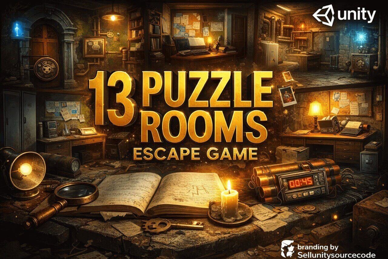 13 Puzzle Rooms: Escape Game Unity Source Code source code