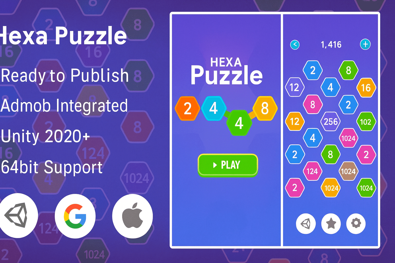 2248 Hexa Puzzle – Merge Number Challenge | 2025 Complete Unity Projects – SellUnitySourceCode source code