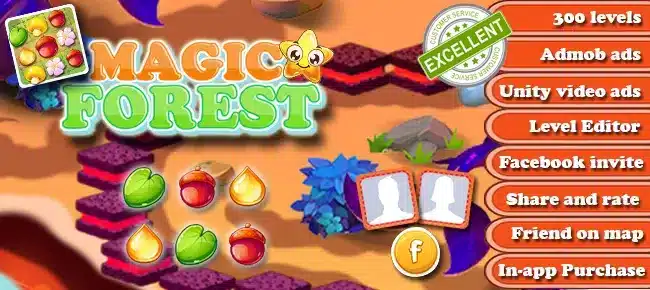 Magic Forest-Match 3 Puzzle – Unity 2020.3.3f1- 64 SellUnitySourceCode source code