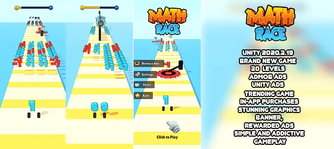 Math Race | Brand New Hypercasual Puzzle Game | SellUnitySourceCode source code