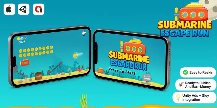 Submarine Happy Dive – Unity Project source code