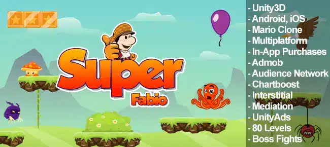 Super Fabio – Unity3D Platformer SellUnitySourceCode source code