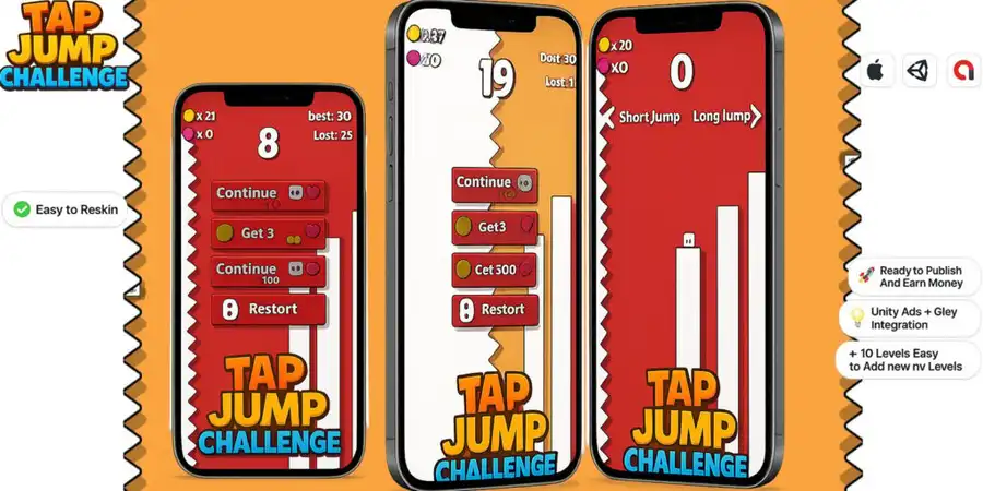Tap Jump Challenge Casual Game SellUnitySourceCode source code